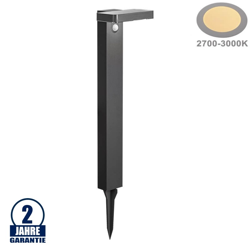 9W LED Solar Gehwegleuchte mit Erdspieß rechteckig Warmweiß IP44