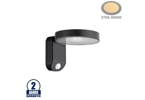 9W LED Solar Wandleuchte rund Warmweiß IP54