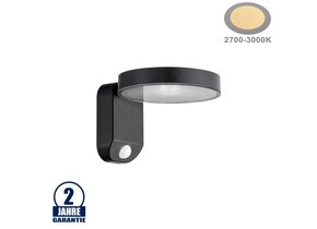 9W LED Solar Wandleuchte rund Warmweiß IP54