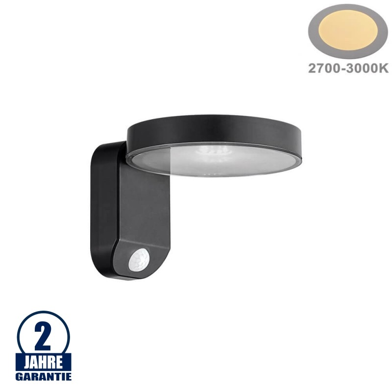 9W LED Solar Wandleuchte rund Warmweiß IP54