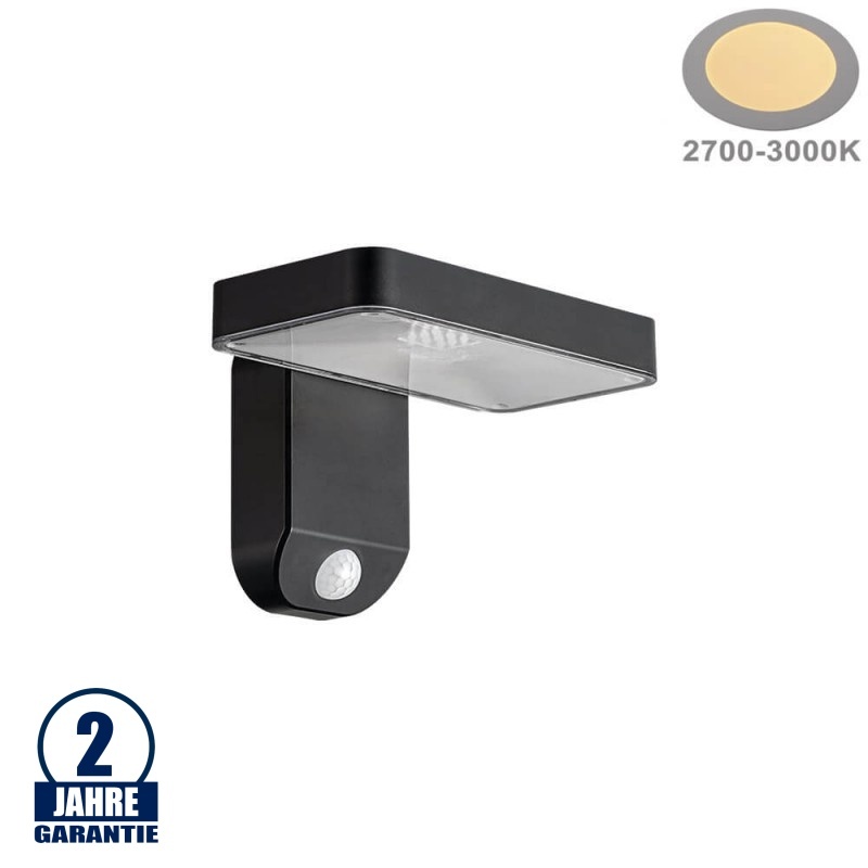 9W LED Solar Wandleuchte rechteckig Warmweiß IP54