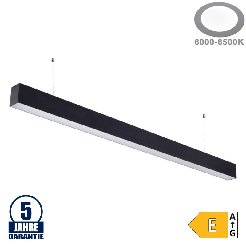 40W LED Linearleuchte Slim Professional mit Abhängung Schwarz Kaltweiß