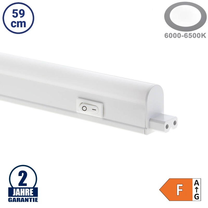 6,5W LED T5 Röhre mit Gehäuse und Schalter 59cm Kaltweiß