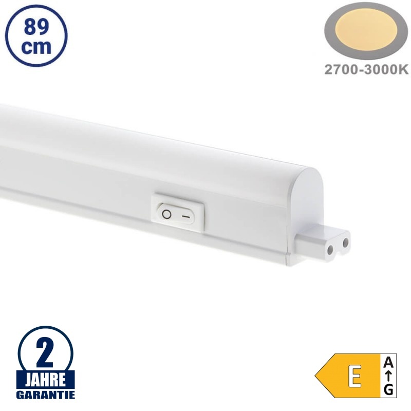 9,6W LED T5 Röhre mit Gehäuse und Schalter 89cm Warmweiß