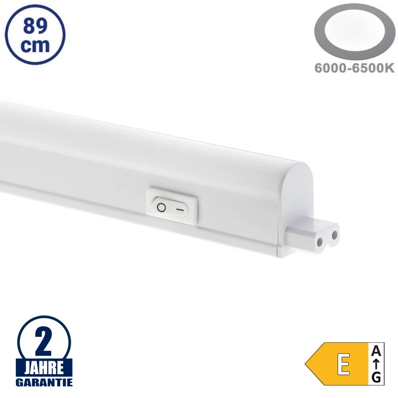 9,6W LED T5 Röhre mit Gehäuse und Schalter 89cm Kaltweiß