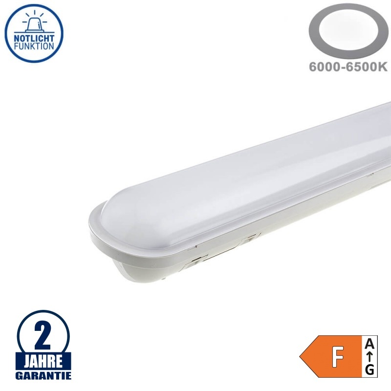 55W LED Notlicht Wannenleuchte 150cm IP65 Kaltweiß Slim