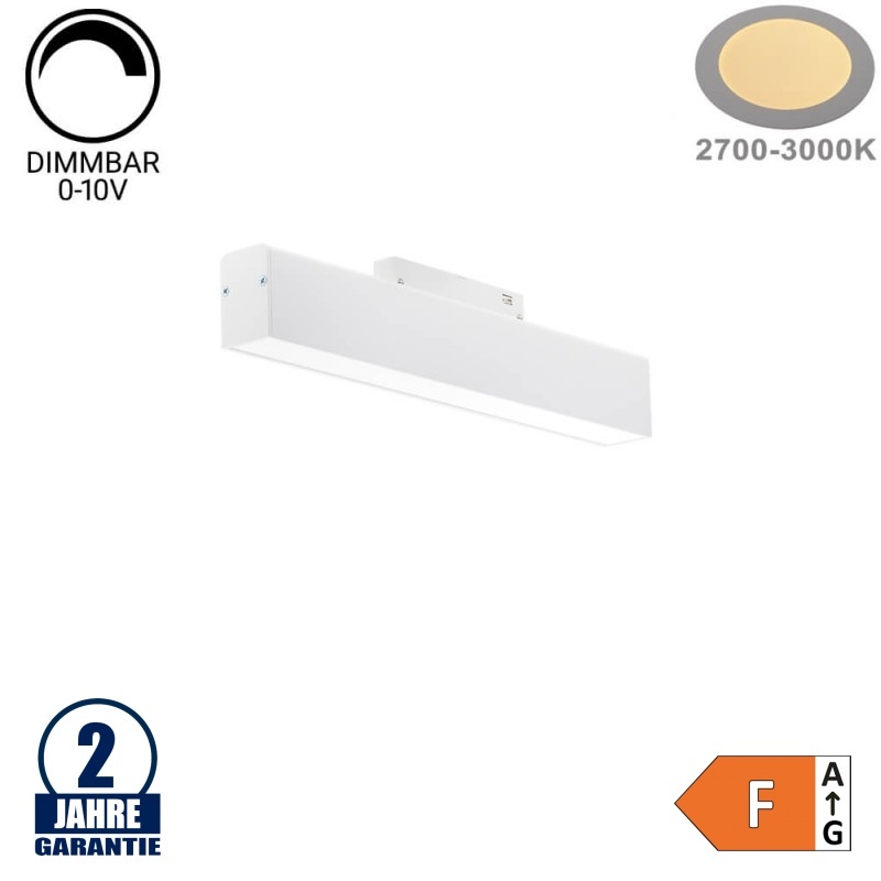 12W LED Leuchte 30cm für 48V Stromschiene R35 Magnetic Line Weiß Warmweiß 0-10V Dimmbar
