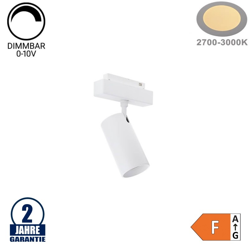 12W Schienenspot für 48V Stromschiene R35 Magnetic Line Weiß Warmweiß 0-10V Dimmbar