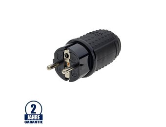 Schutzkontakt-Stecker Gummi schwarz IP44 16A
