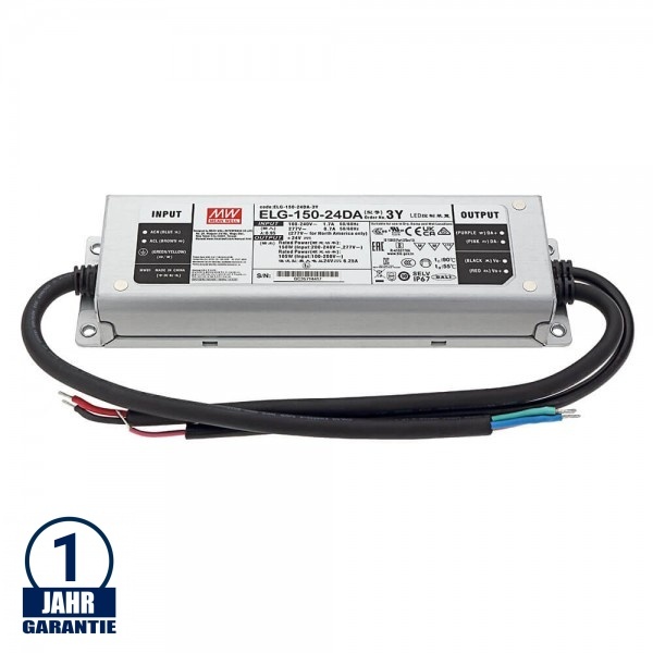 MEAN WELL 150W 24V DC Metall Netzteil DALI dimmbar IP67