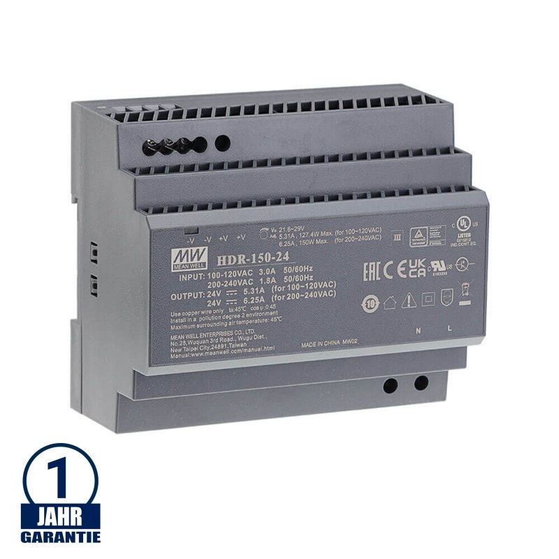 MEAN WELL 150W 24V DC DIN-Hutschienen Netzteil