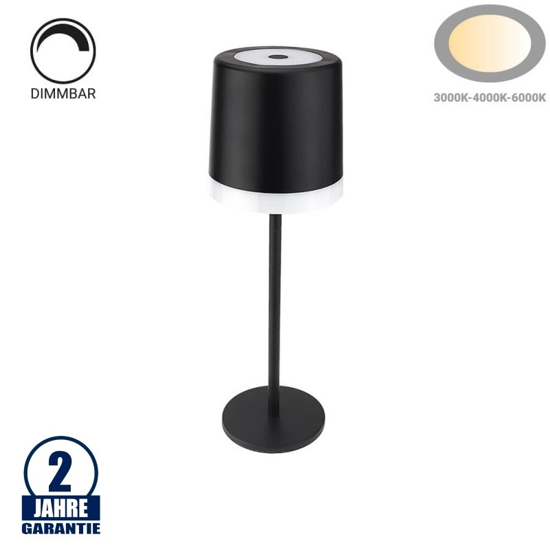 2,5W Tischleuchte wiederaufladbar Schwarz