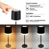 2,5W Tischleuchte wiederaufladbar Schwarz