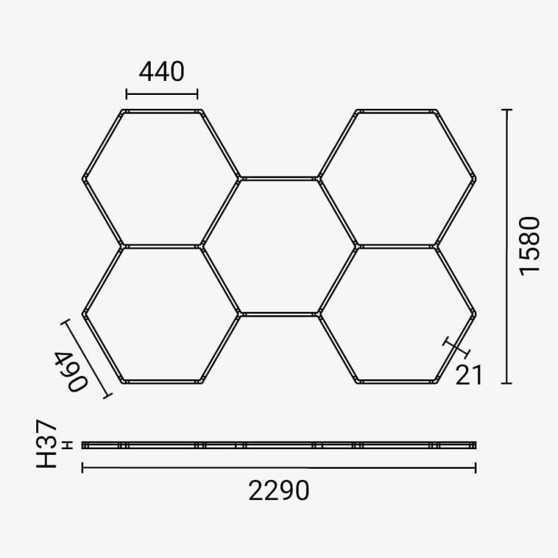 192W LED Hexagon Deckenleuchte 5-teilig