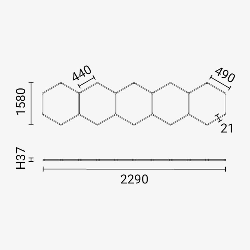 199W LED Hexagon Deckenleuchte 5-teilig