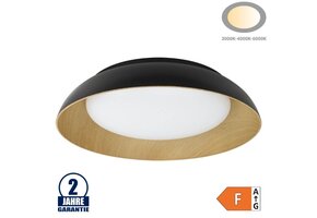 24W LED Deckenleuchte Schwarz Holzoptik CCT