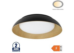 24W LED Deckenleuchte Schwarz Holzoptik CCT