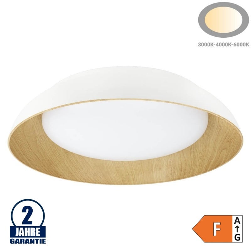 24W LED Deckenleuchte Weiß Holzoptik CCT