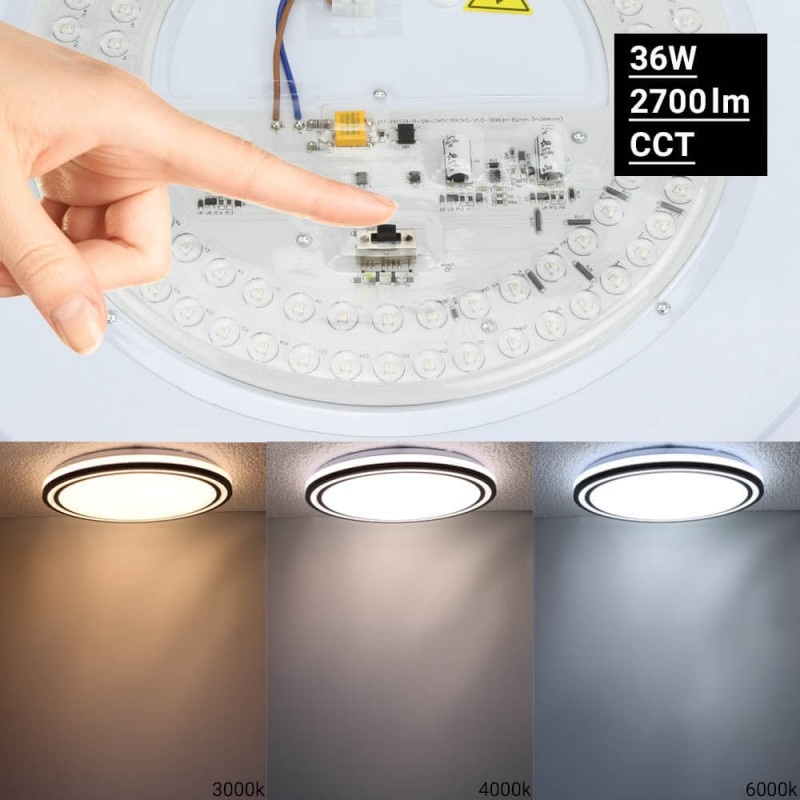 36W LED Deckenleuchte Schwarz CCT