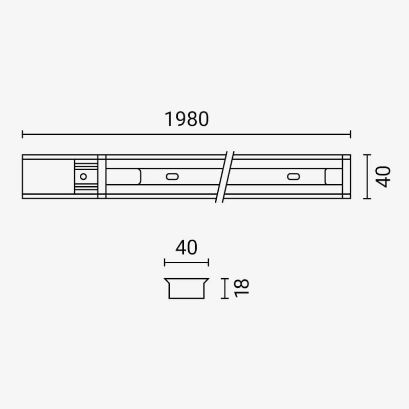 1 Ph. Stromschiene für LED Schienenstrahler Schwarz 198cm