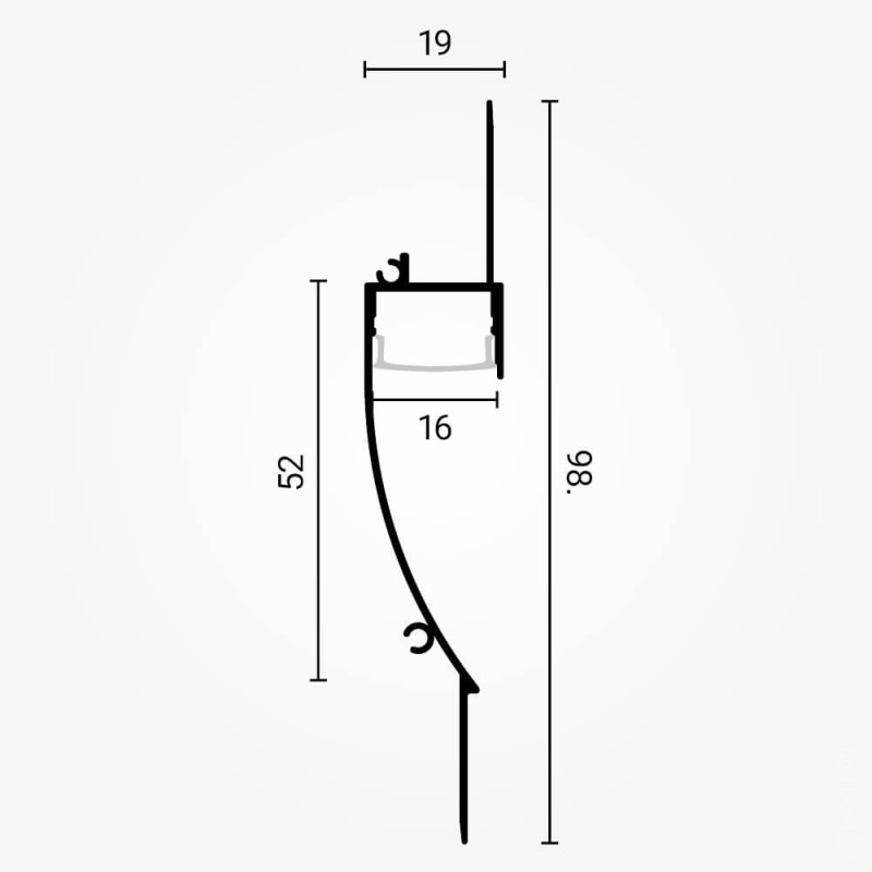 LED Wandeinbauprofil 98x19mm Eloxiert Trockenbau 2m SET