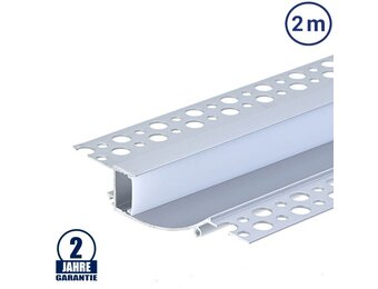 LED Wandeinbauprofil 98x19mm Eloxiert Trockenbau 2m SET