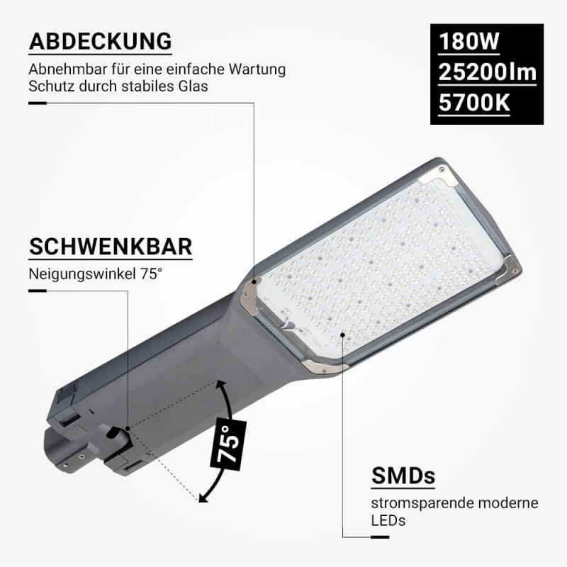 180W LED Straßenleuchte Professional Moso 5700K