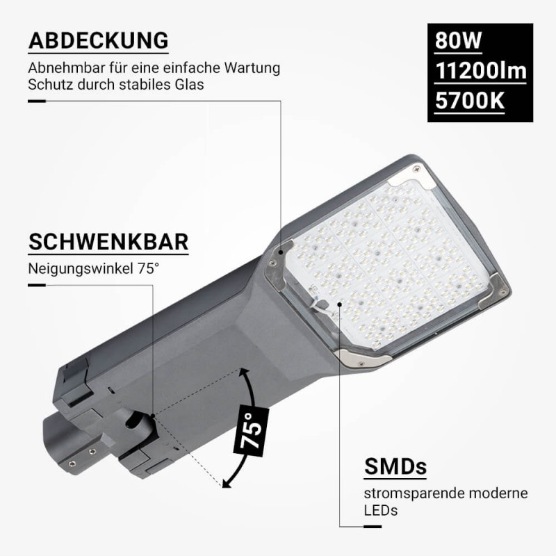 80W LED Straßenleuchte Professional Moso 5700K