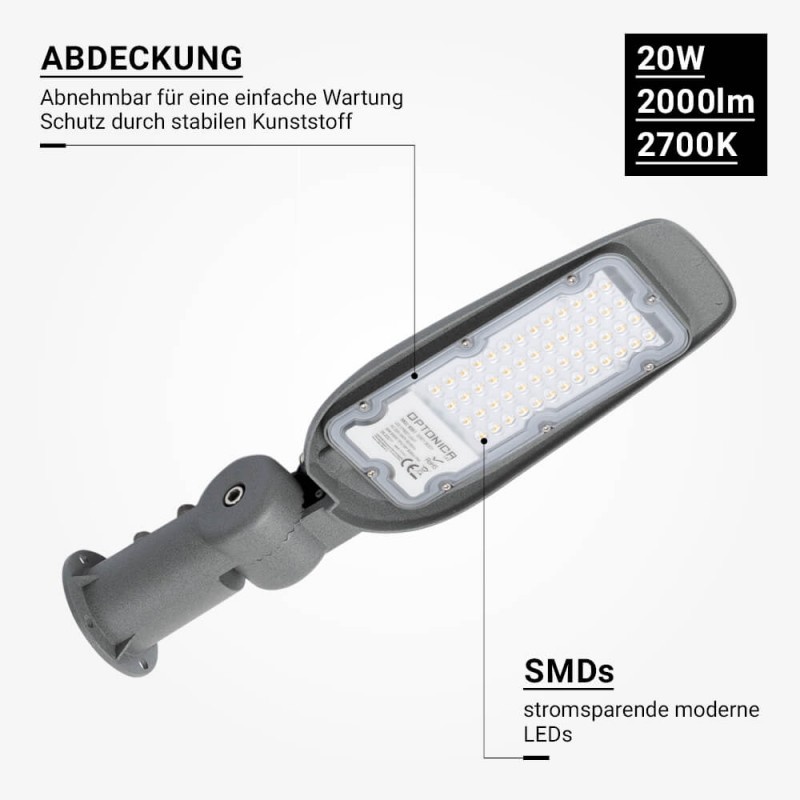 20W LED Straßenleuchte Warmweiß IP65
