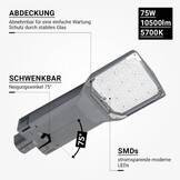 75W LED Straßenleuchte Professional Moso 0-10V Dimmbar 5700K