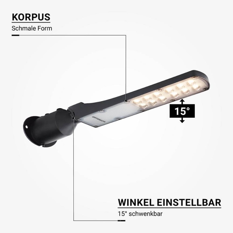 30W LED Straßenleuchte mit Dämmerungssensor Premium 4000K IP65