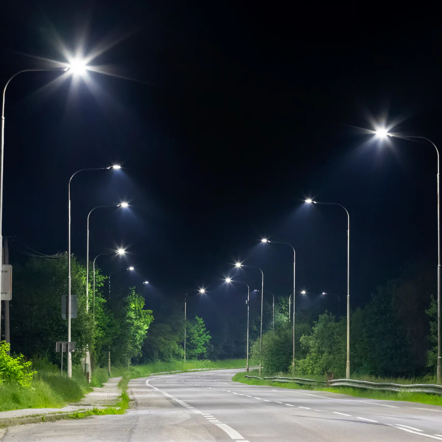 LED Straßenleuchte 50W, 3000K warmweiß, 5000lm, grau, IP65, Wand- & Mastmontage