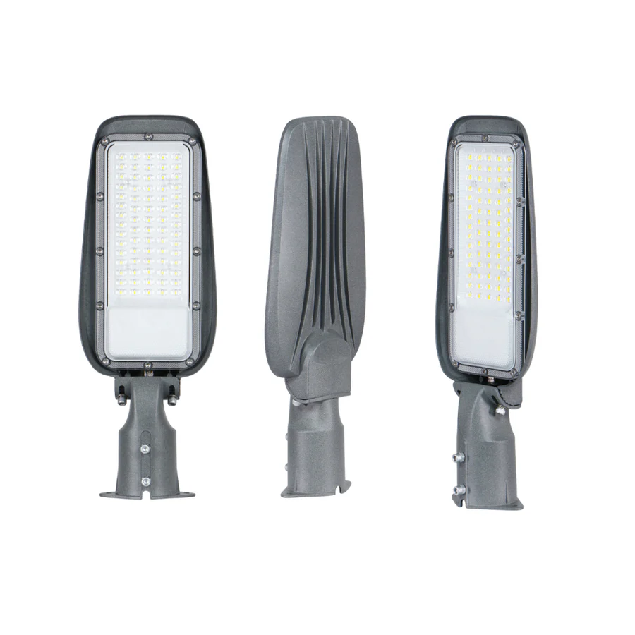 LED Straßenleuchte 50W, 3000K warmweiß, 5000lm, grau, IP65, Wand- & Mastmontage