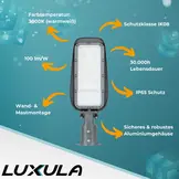 LED Straßenleuchte 50W, 3000K warmweiß, 5000lm, grau, IP65, Wand- & Mastmontage