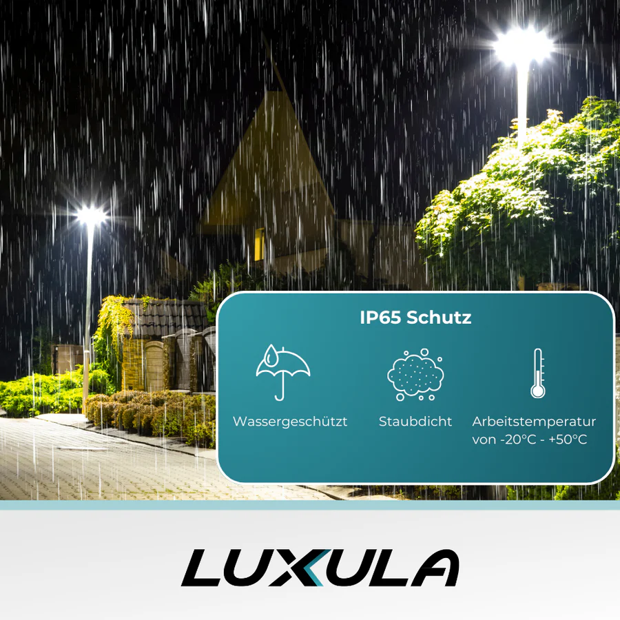 LED Straßenleuchte 50W, 3000K warmweiß, 5000lm, grau, IP65, Wand- & Mastmontage
