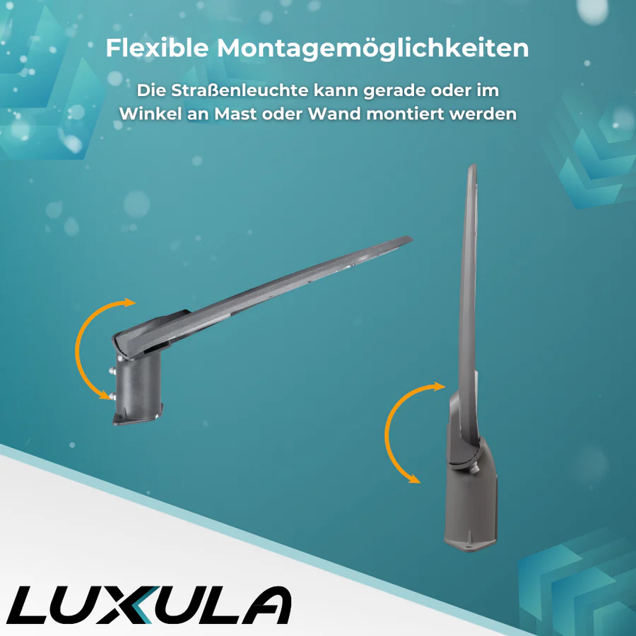 LED Straßenleuchte 50W, 3000K warmweiß, 5000lm, grau, IP65, Wand- & Mastmontage