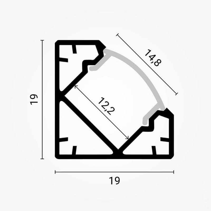 LED Profil 45° Winkel Schwarz 2m SET mit schwarzer Abdeckung OP