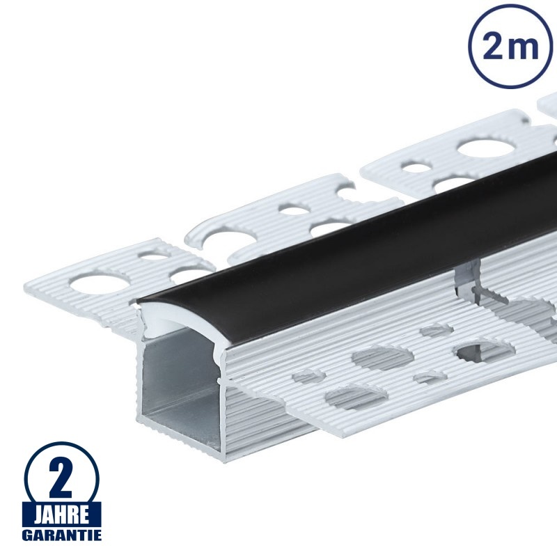 LED Trockenbauprofil flexibel Weiß 2m SET OP mit schwarzer Abdeckung