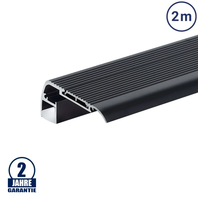 LED Treppenabschlussprofil Schwarz 2m SET