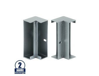 Eckverbinder für LED Sockelleistenprofil Grau Metallic SET Innen- u. Außeneck