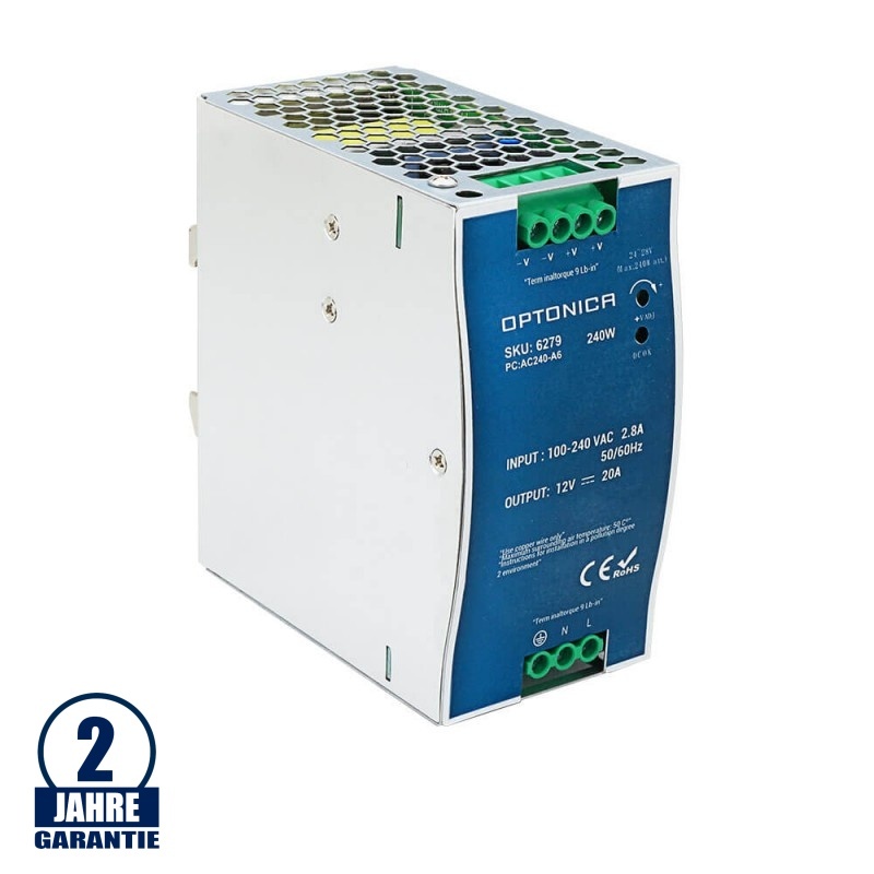 12V DC DIN-Hutschienen Netzteil 60W bis 240W