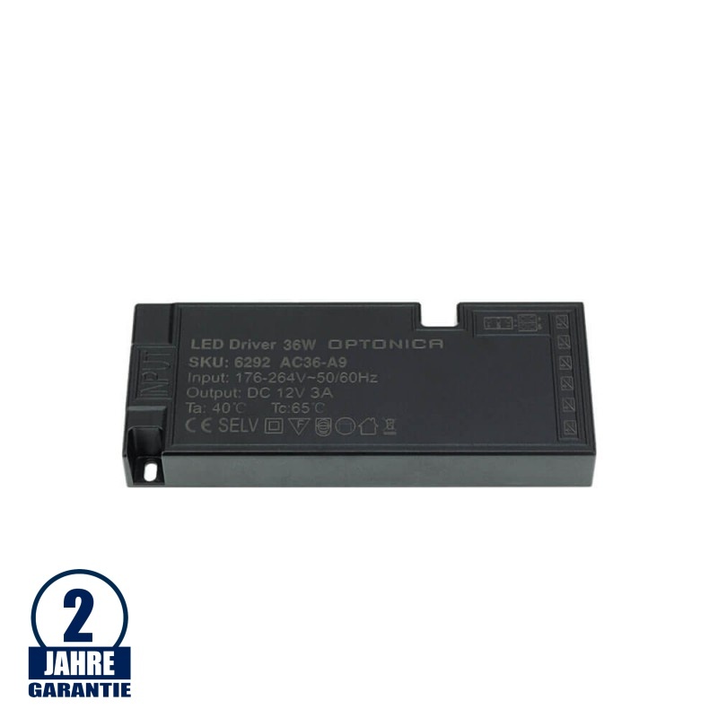 12V DC Kunststoff Netzteil für Möbeleinbau 24W bis 100W