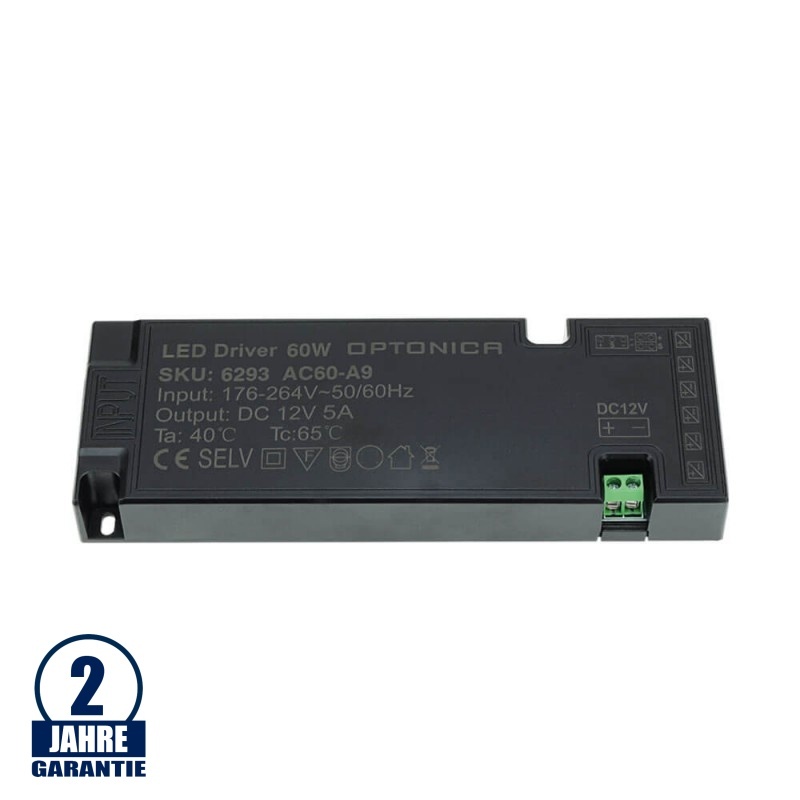 12V DC Kunststoff Netzteil für Möbeleinbau 24W bis 100W