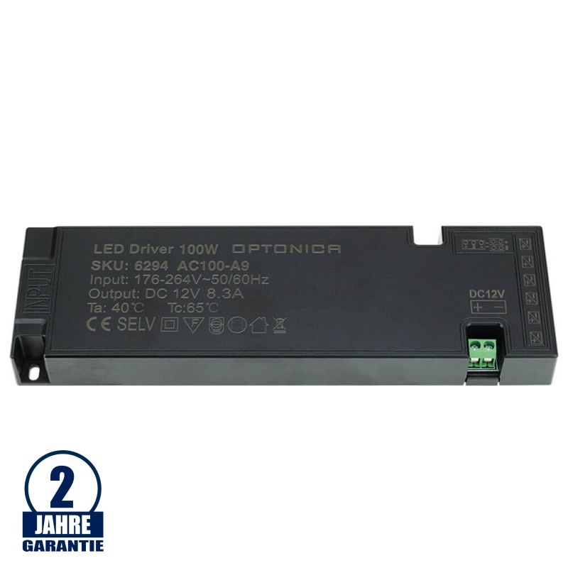12V DC Kunststoff Netzteil für Möbeleinbau 24W bis 100W
