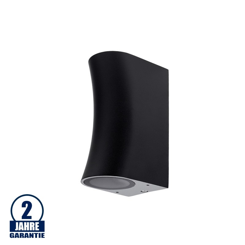 Wandlampe mit GU10 Fassung 2-fach Zylinder "Bogen" Schwarz IP44