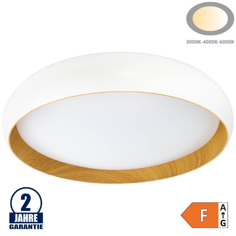 36W LED Deckenleuchte Weiß Holzoptik CCT