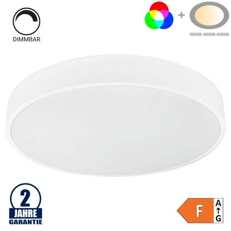 50W LED Deckenleuchte fernsteuerbar Weiß RGBCCT Ø490×80mm