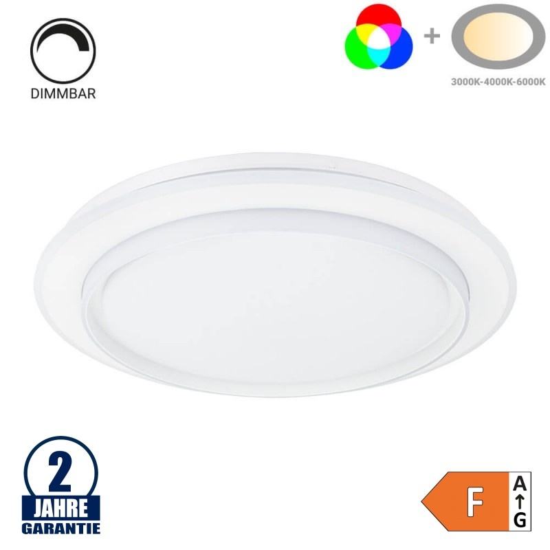 50W LED Deckenleuchte fernsteuerbar Weiß RGBCCT Ø500×60mm
