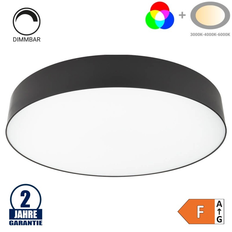 50W LED Deckenleuchte fernsteuerbar Schwarz RGBCCT