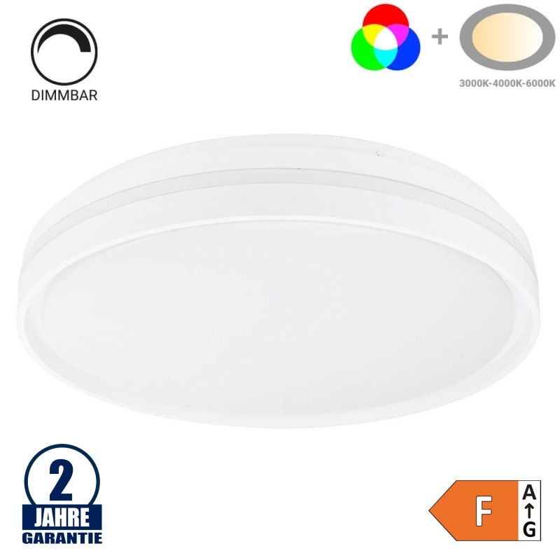 50W LED Deckenleuchte fernsteuerbar Weiß RGBCCT Ø480×80mm